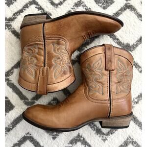 DINGO Willie Camel-Colored Embroidered Leather Western Rodeo Boots